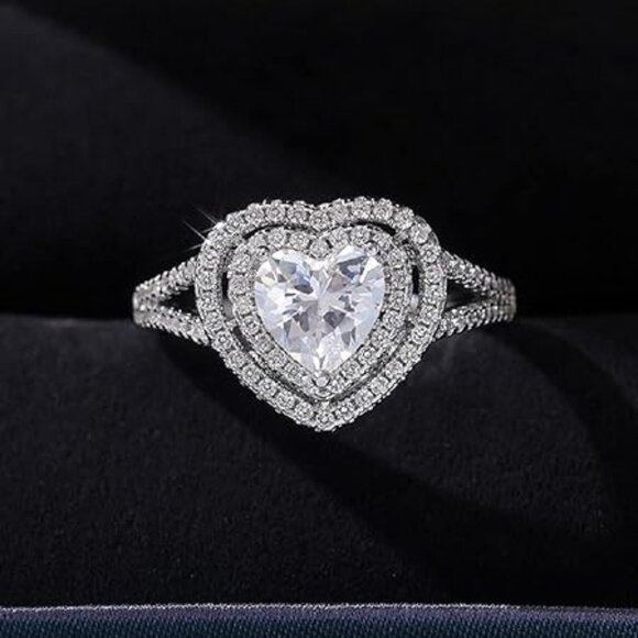 ❤Sweet Pure CZ Double Layer Cross Fashion Heart Rings for Women, MARR9016 - Picture 2 of 9
